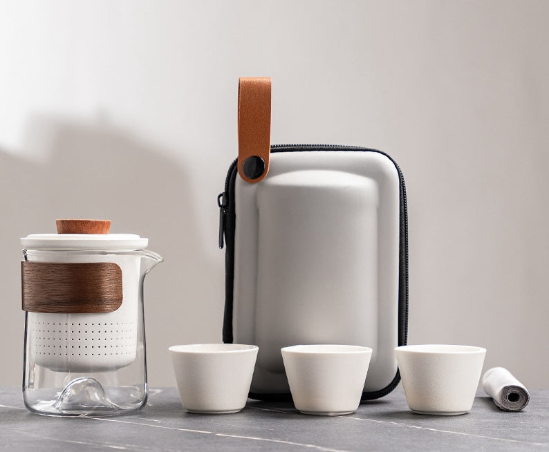 Premium Folding Design Ceramic Travel Tea Set