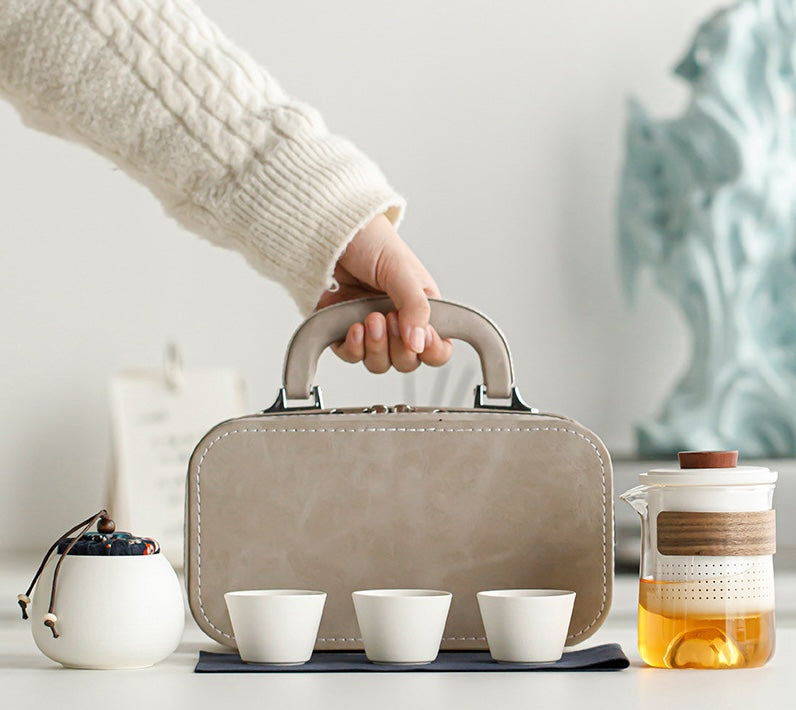 Premium Folding Design Ceramic Travel Tea Set