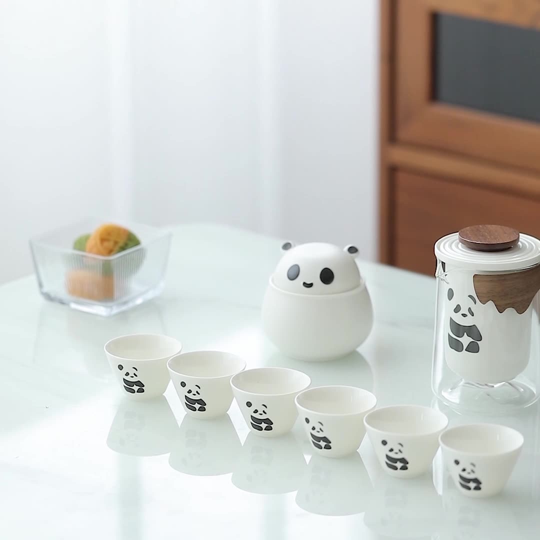 PandaVoyage Handcrafted Ceramic Travel Tea Set