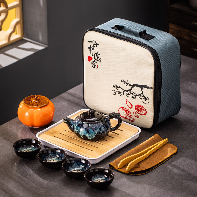 Oriental Serenity Handcrafted Porcelain Travel Tea Set