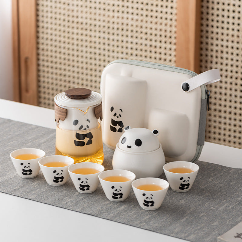 PandaVoyage Handcrafted Ceramic Travel Tea Set