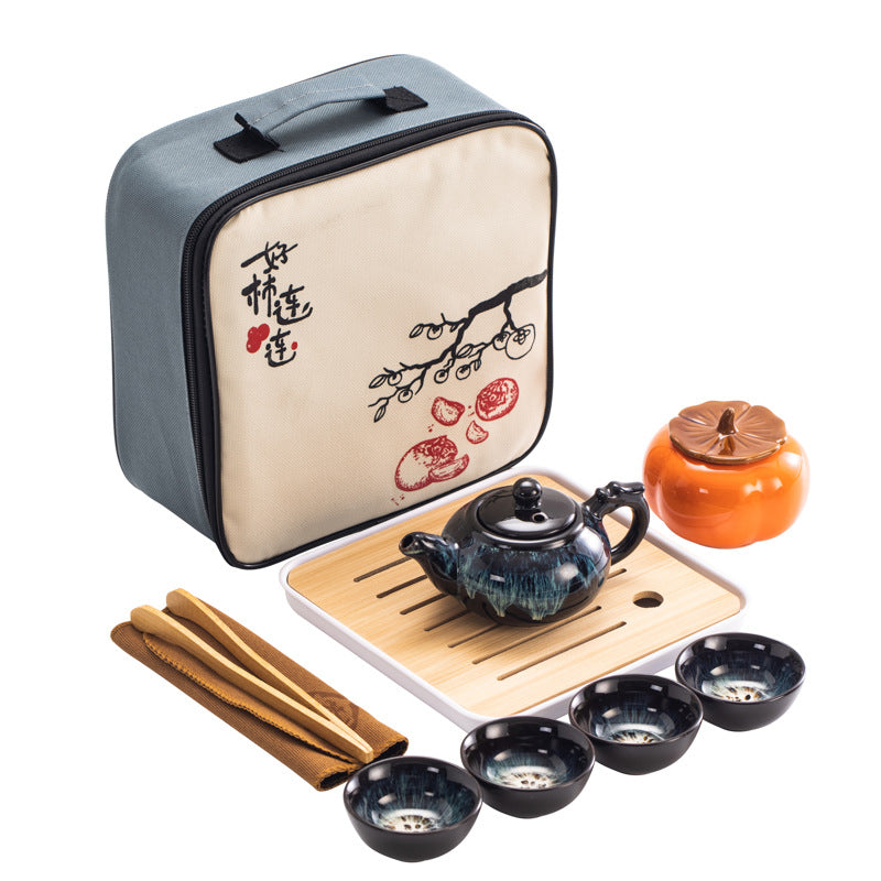 Oriental Serenity Handcrafted Porcelain Travel Tea Set