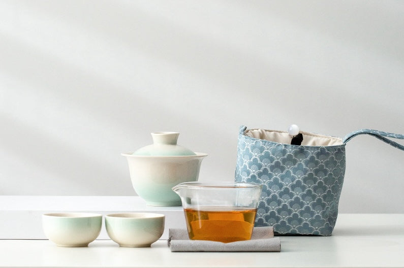 Plant Ash Glaze Gradient Ceramic Travel Set