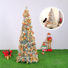 White Flocked Extendable Christmas Tree