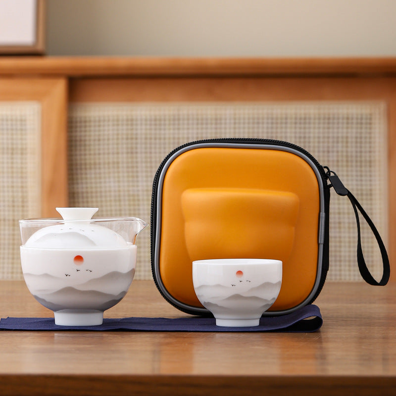 SilkRoad Ceramics Mutton Fat Jade Travel Tea Set