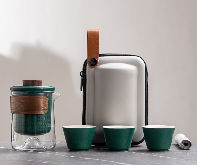 Premium Folding Design Ceramic Travel Tea Set