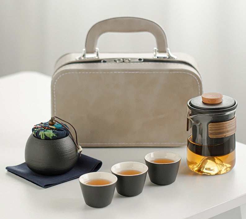 Premium Folding Design Ceramic Travel Tea Set