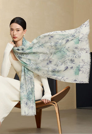 190x65cm 100% Fine Merino - Like Wool Oriental Wool Shawl Scarf - Dear Eastern Lynn