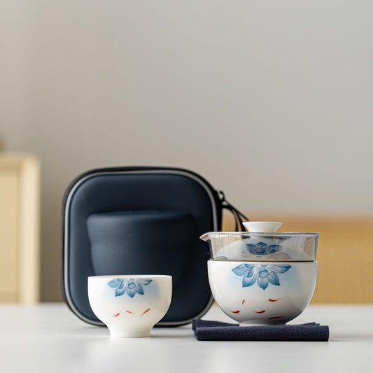 SilkRoad Ceramics Mutton Fat Jade Travel Tea Set
