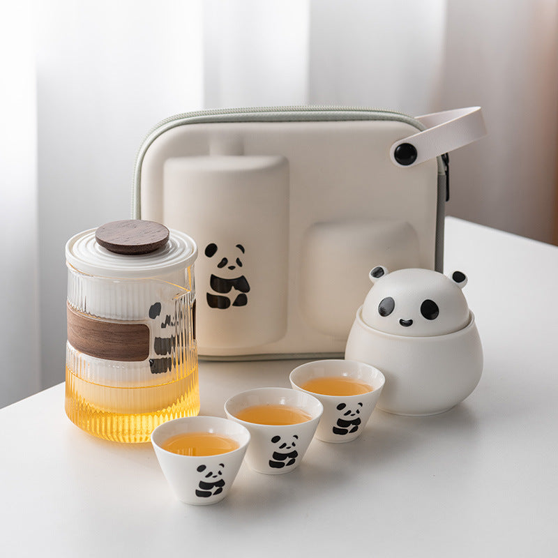 PandaVoyage Handcrafted Ceramic Travel Tea Set