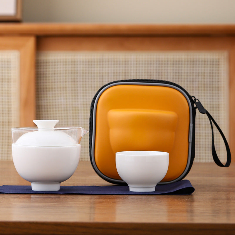 SilkRoad Ceramics Mutton Fat Jade Travel Tea Set