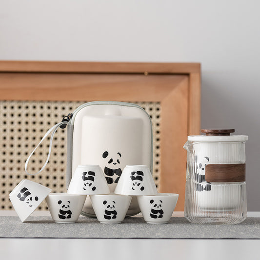 PandaVoyage Handcrafted Ceramic Travel Tea Set