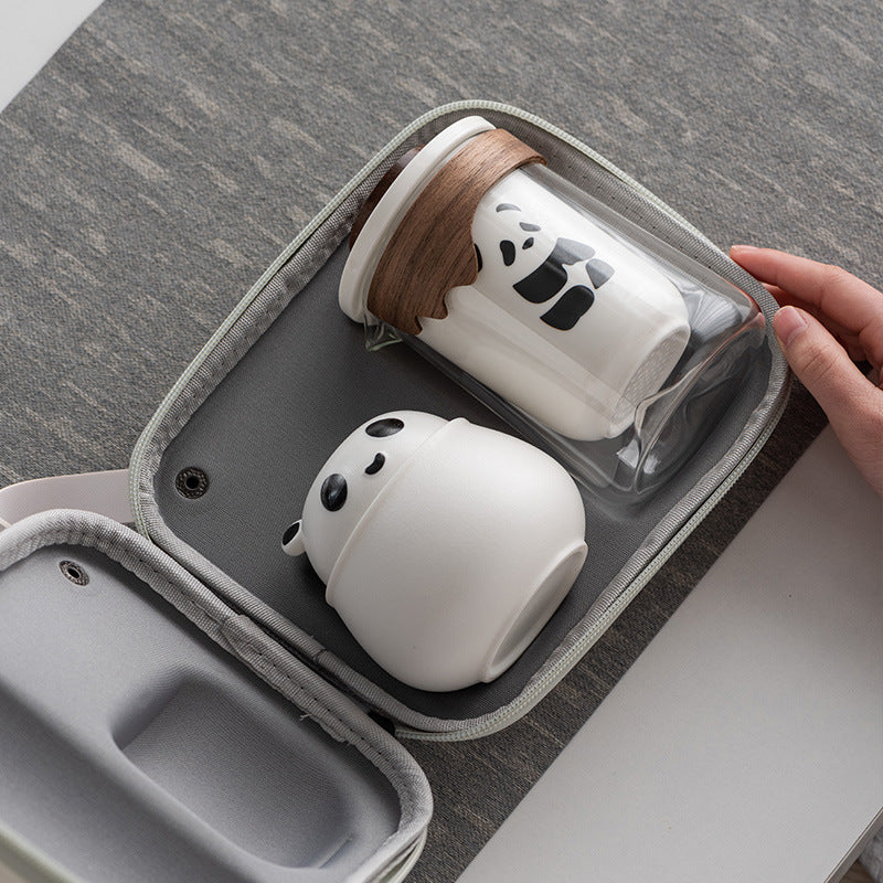 PandaVoyage Handcrafted Ceramic Travel Tea Set