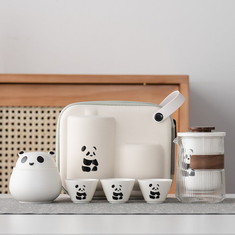 PandaVoyage Handcrafted Ceramic Travel Tea Set