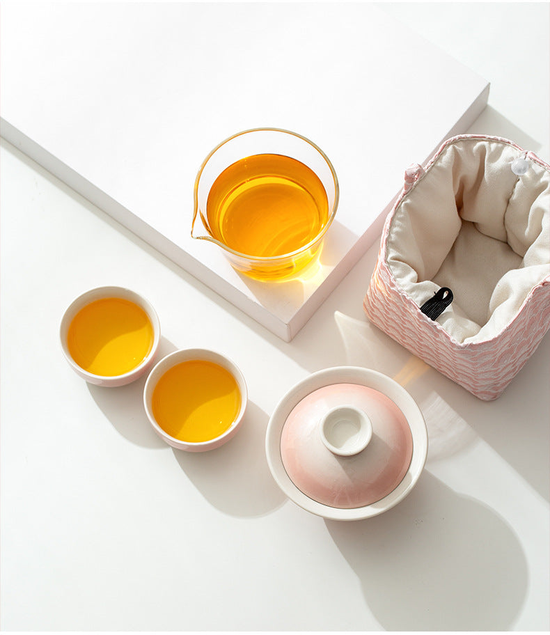 Plant Ash Glaze Gradient Ceramic Travel Set