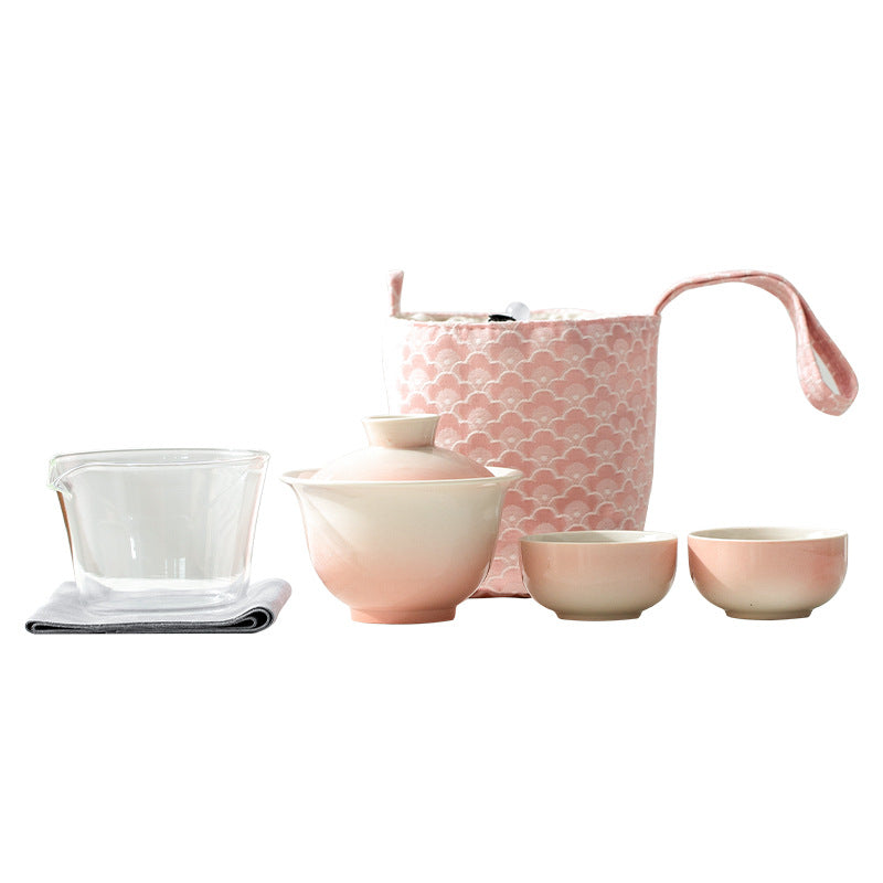 Plant Ash Glaze Gradient Ceramic Travel Set