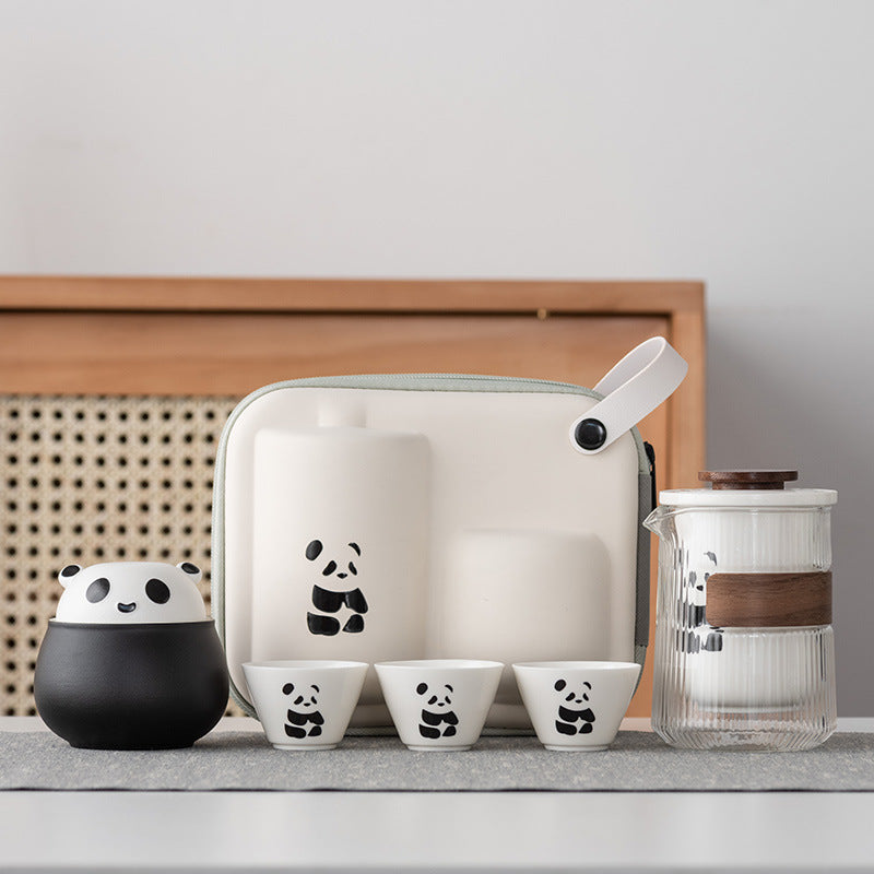 PandaVoyage Handcrafted Ceramic Travel Tea Set