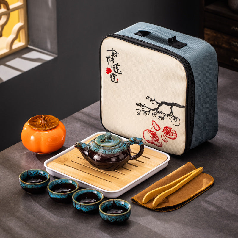 Oriental Serenity Handcrafted Porcelain Travel Tea Set