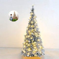 White Flocked Extendable Christmas Tree