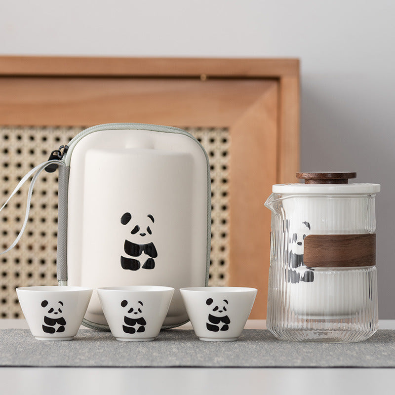 PandaVoyage Handcrafted Ceramic Travel Tea Set