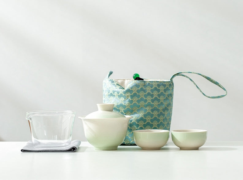Plant Ash Glaze Gradient Ceramic Travel Set