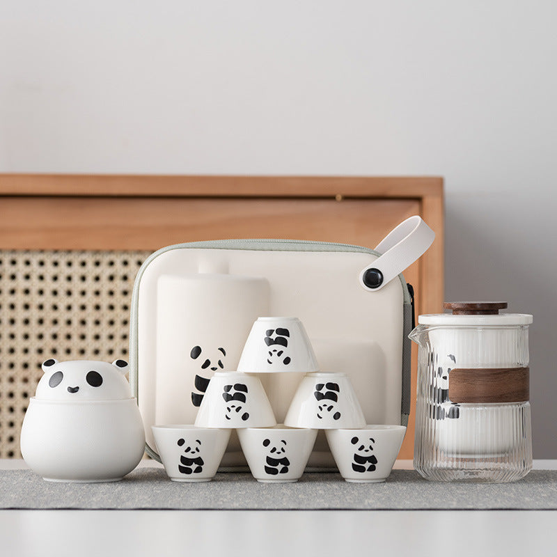 PandaVoyage Handcrafted Ceramic Travel Tea Set